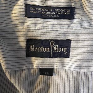 Benton Row Pinstripe Button Down Dress Shirt 17 1/2 Neck